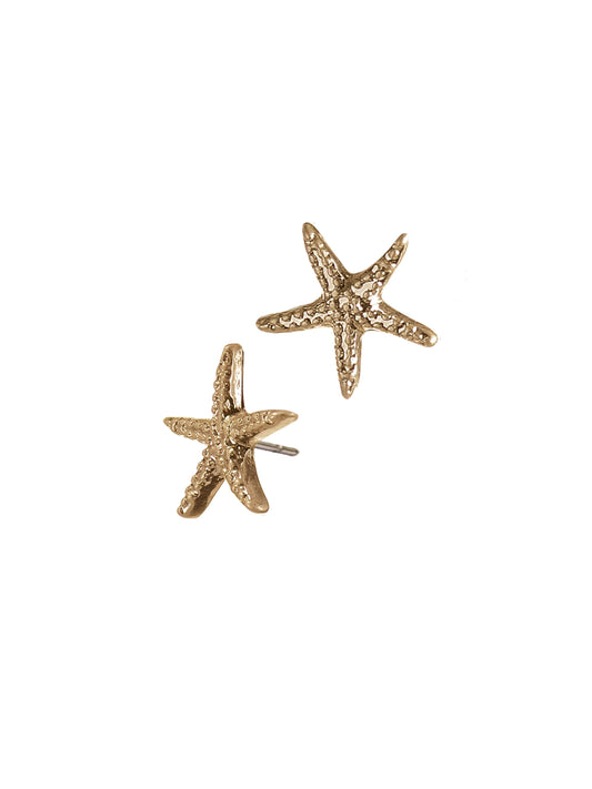 Starfish Worn Gold Studs