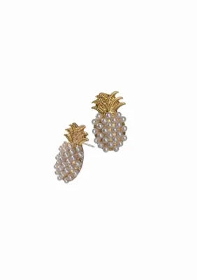 Pineapple Studs Encrusted with Pearls