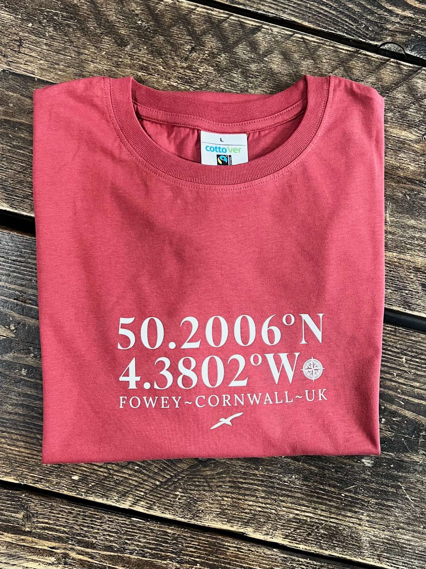 Fowey – Latitude & Longitude T-shirt Organic Cotton