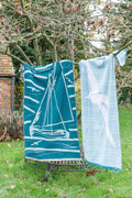 Single Sailboat – Cotton Beach Towel Jacquard Woven
