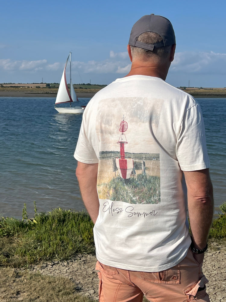 Endless Summer collection, organic cotton t-shirt printed with a coastal buoy design