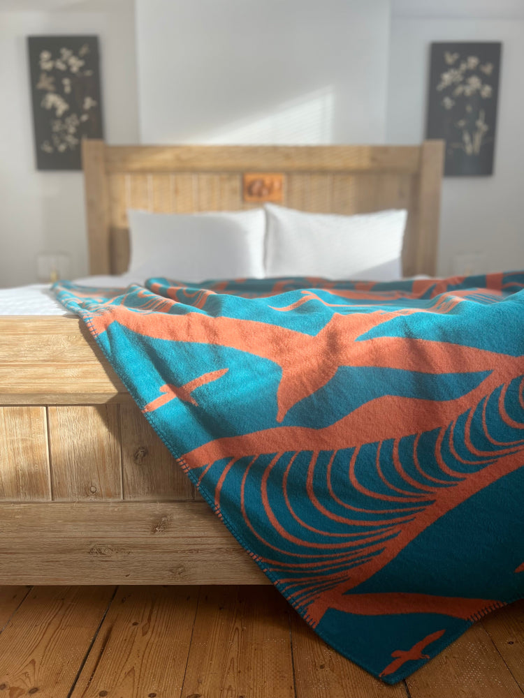 Coastal blanket with blue and white stripes by Creek Lifestyle