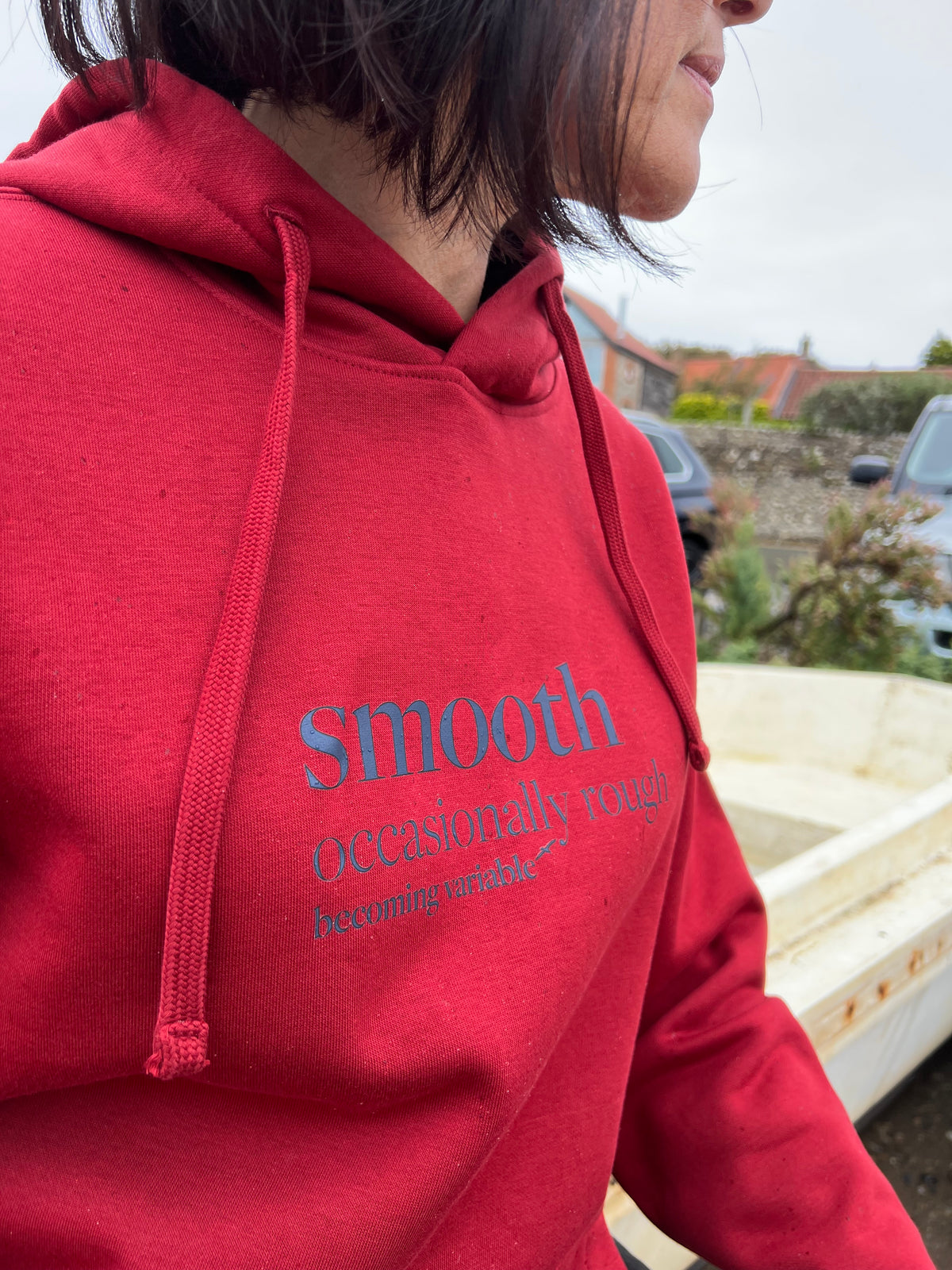 Smooth - Shipping Forecast Cotton Hoodie - Marine Red