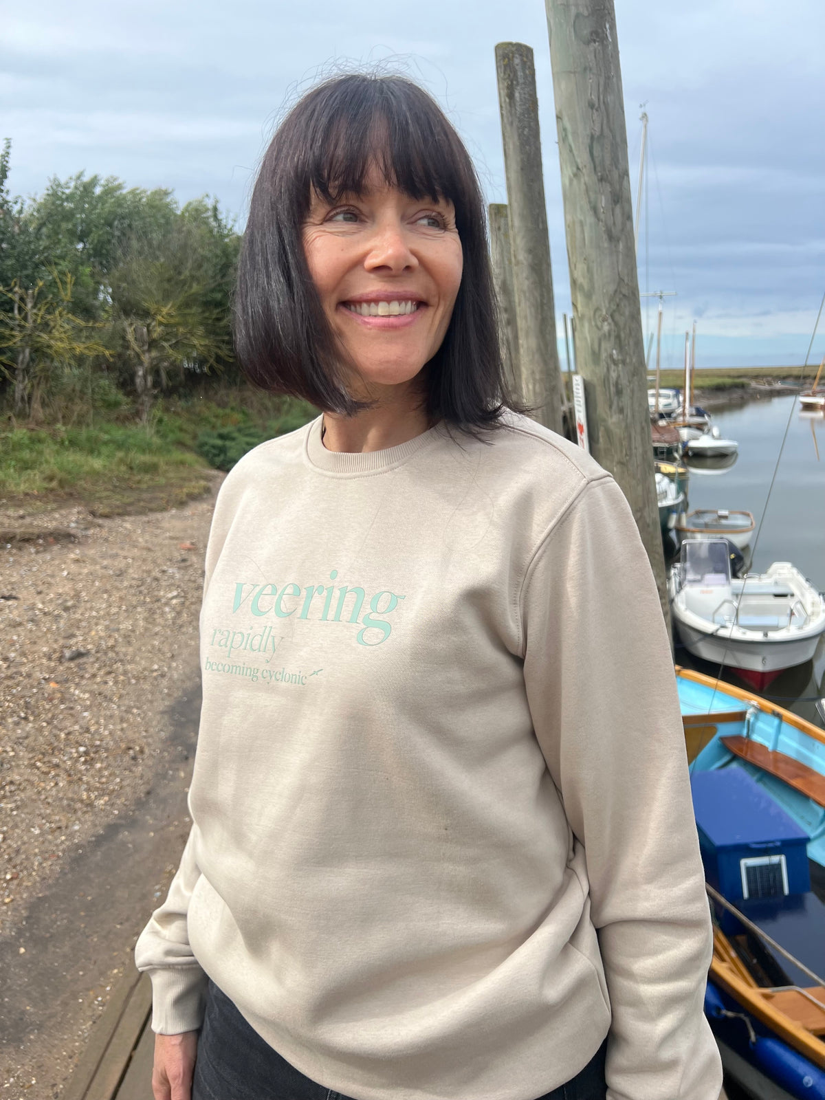 Veering - Shipping Forecast Organic Cotton Sweatshirt - Sand