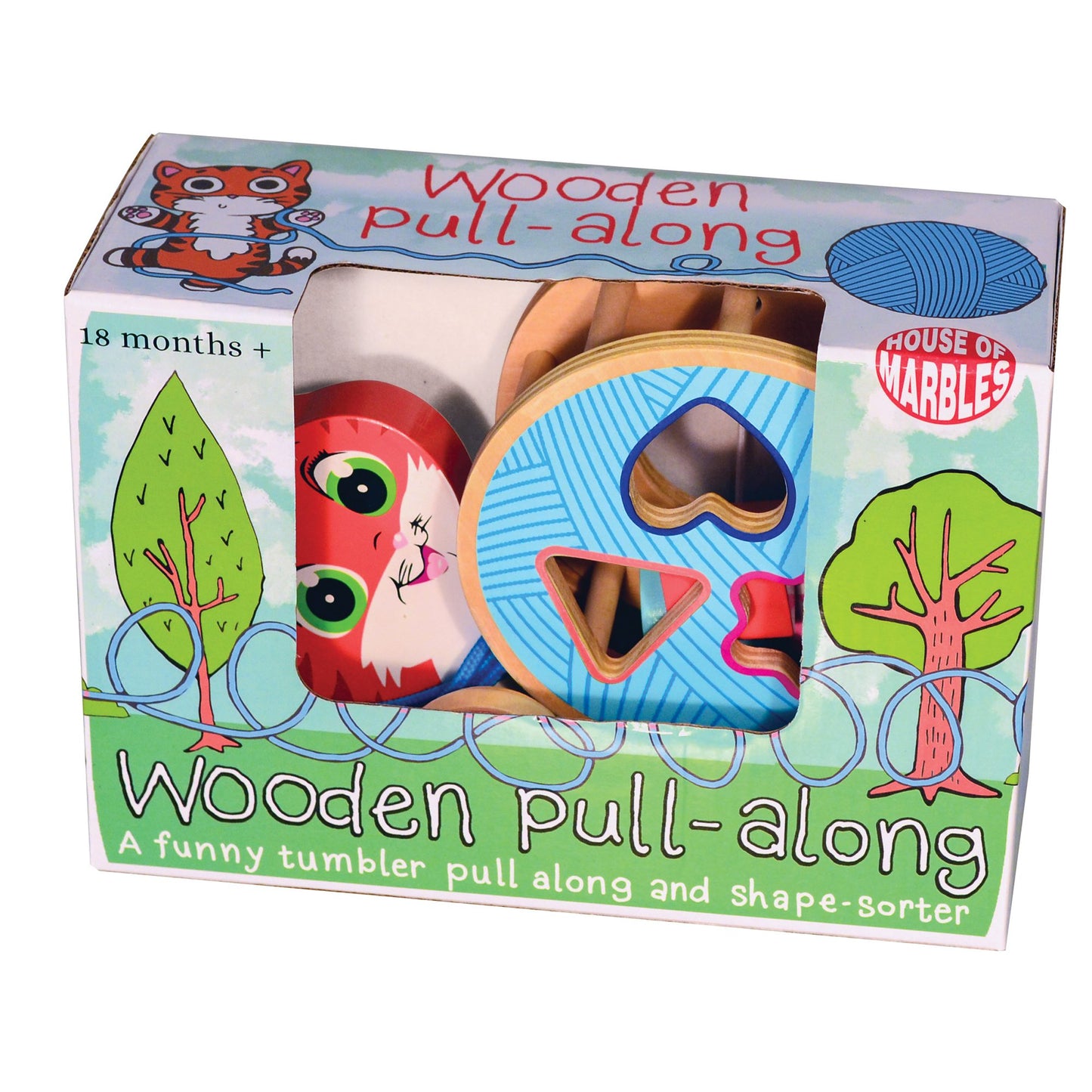 Wooden Pull Along Cat Bead Maze