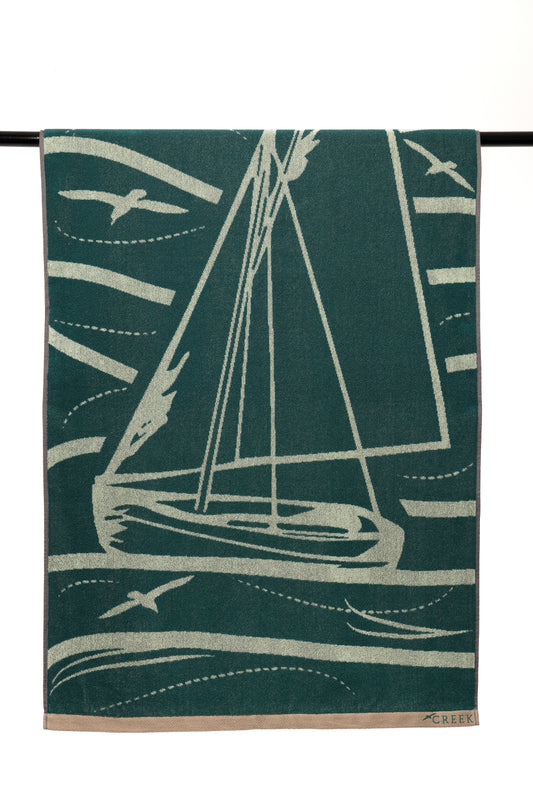 Single Sail Boat Jacquard Woven Towel