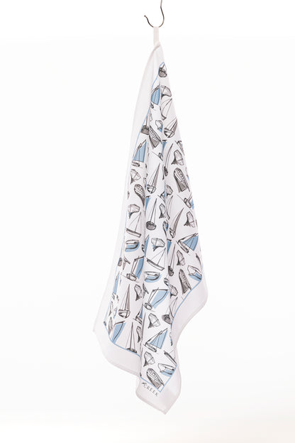 Sail Boat Repeat Printed Tea Towel