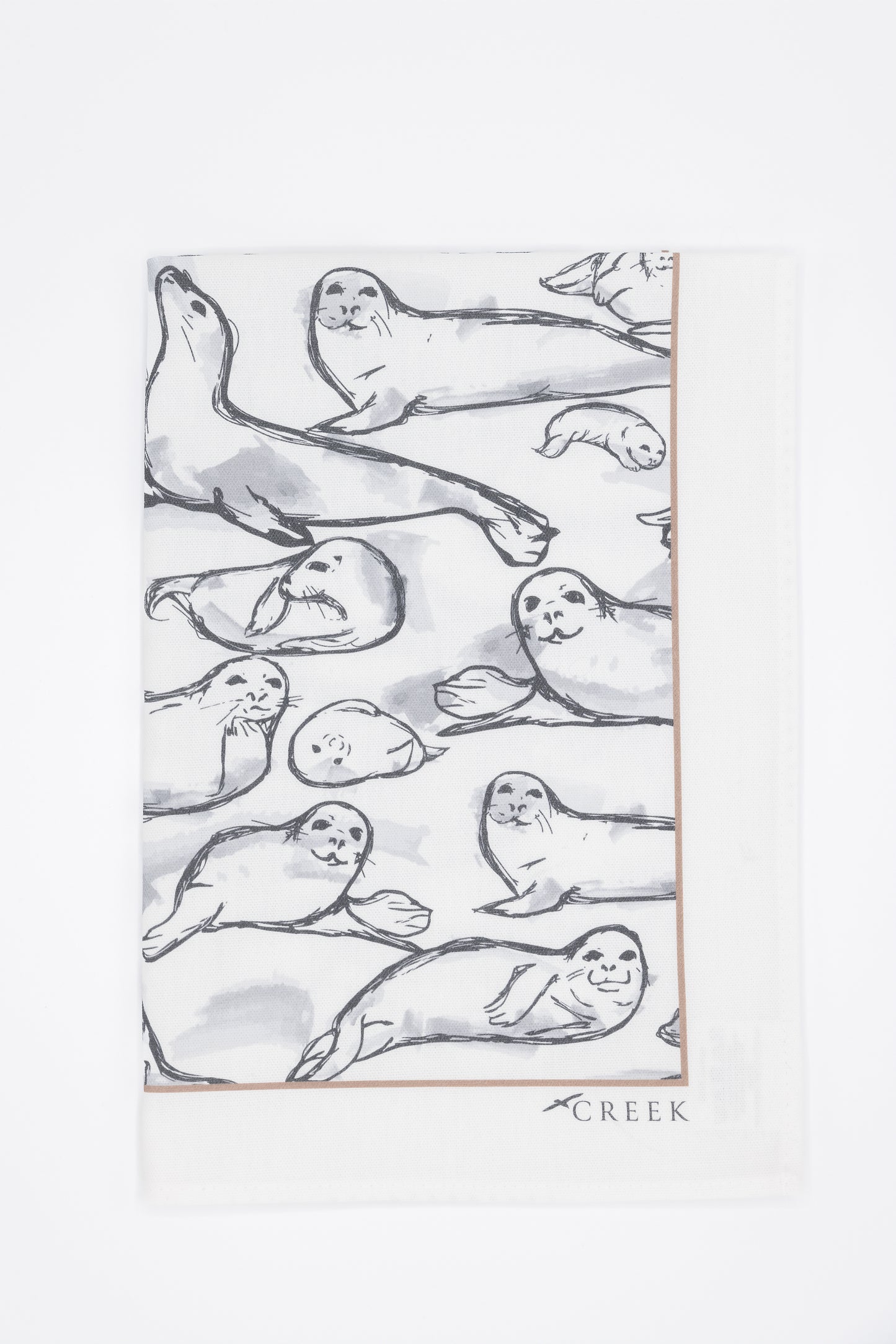 Inky Seals Printed Tea Towel