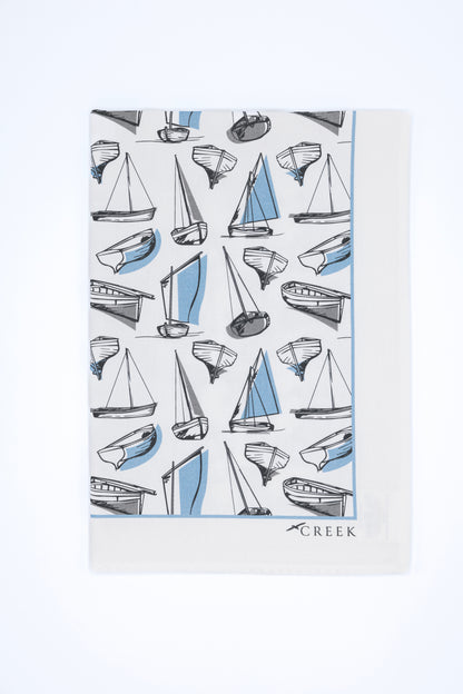 Sail Boat Repeat Printed Tea Towel