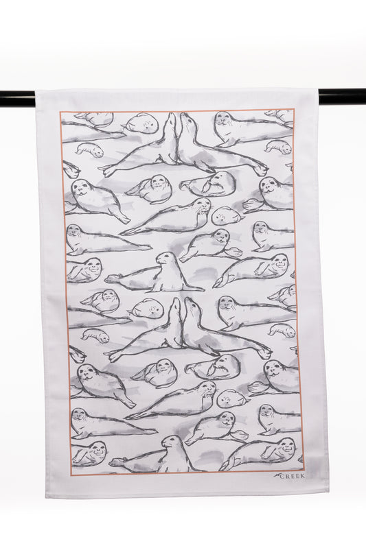 Inky Seals Printed Tea Towel