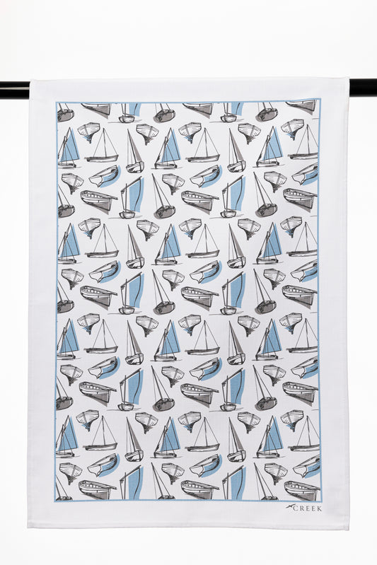 Sail Boat Repeat Printed Tea Towel