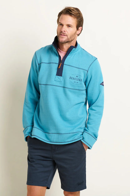 Brakeburn - Blue Marl Quarter Zip Sweat