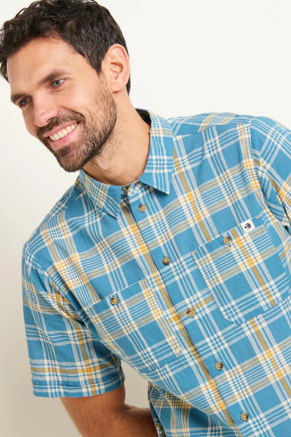 Brakeburn - Blue Check Short Sleeve Shirt