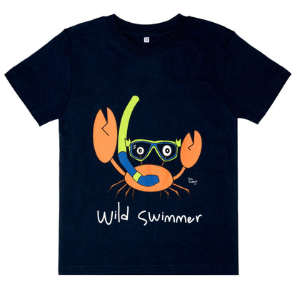 Gone Crabbing Kids T-Shirt - Wild Swimmer Navy