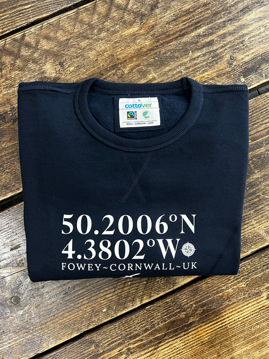 Fowey – Latitude & Longitude Sweatshirt Organic Cotton