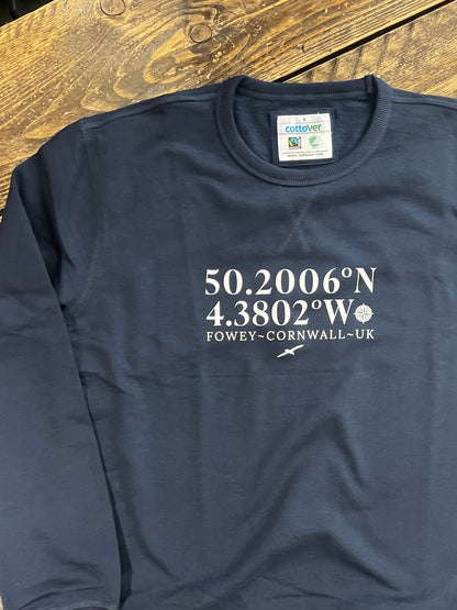 Fowey – Latitude & Longitude Sweatshirt Organic Cotton