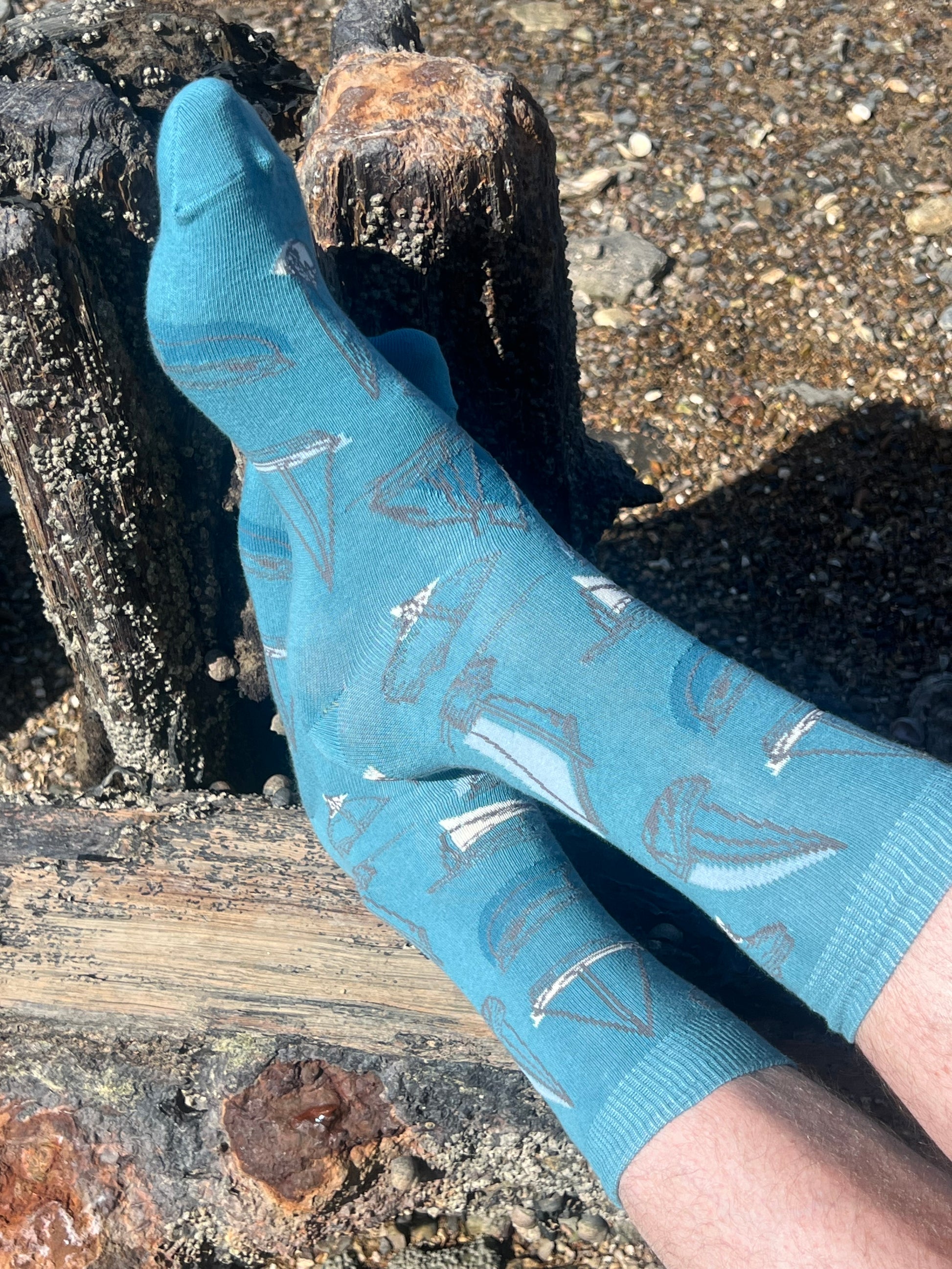 Sailboats Cotton Crew Socks – Harbour Blue