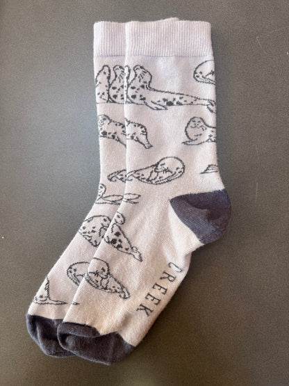 Inky Seals Cotton Crew Socks – Rock