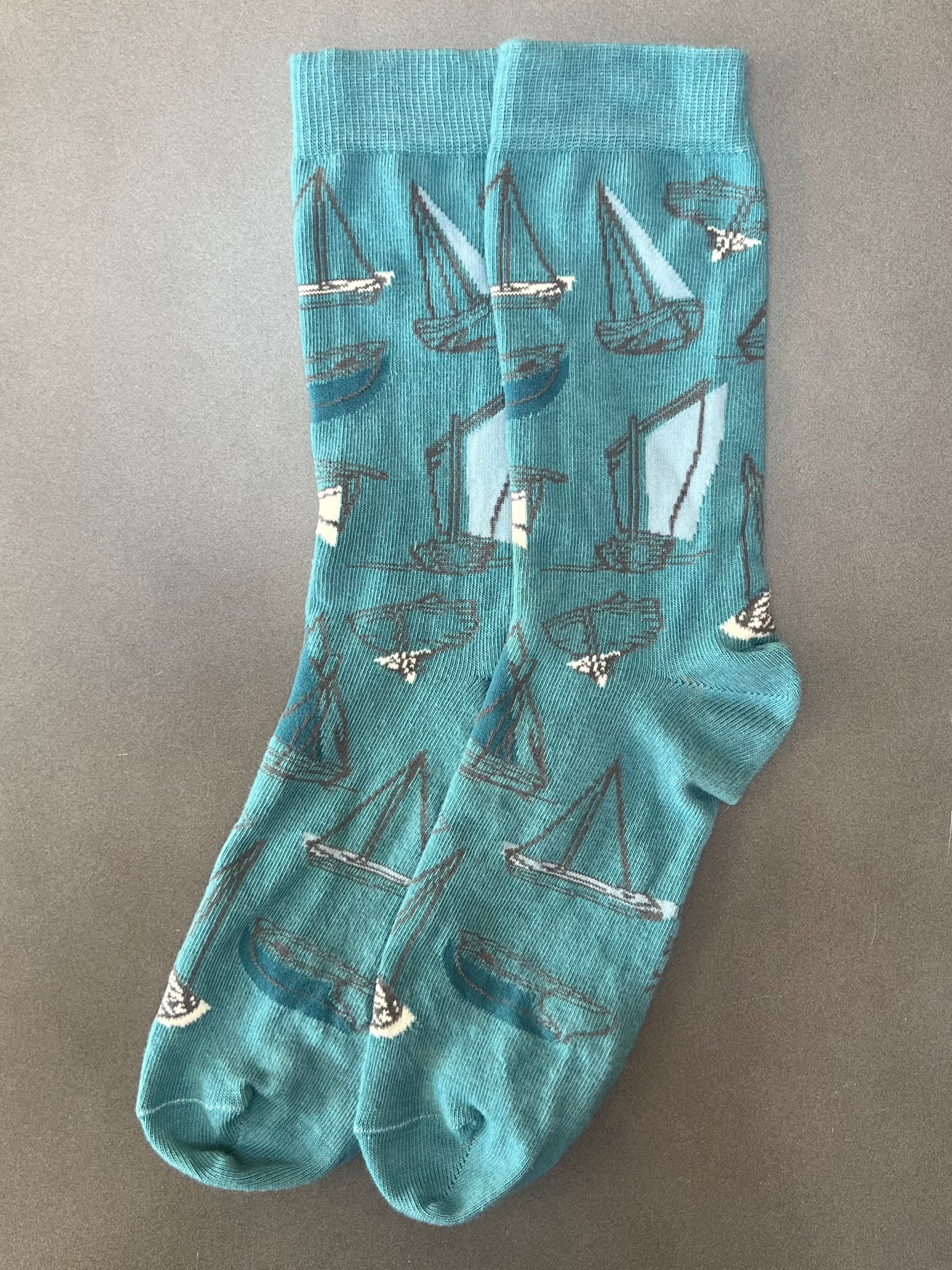 Sailboats Cotton Crew Socks – Harbour Blue