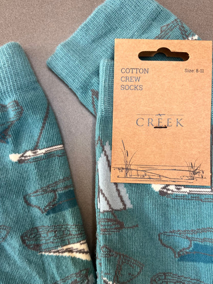 Sailboats Cotton Crew Socks – Harbour Blue