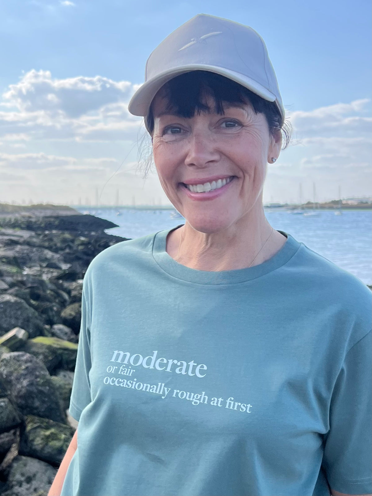 Moderate - Shipping Forecast Organic Cotton T-shirt Sea Glass