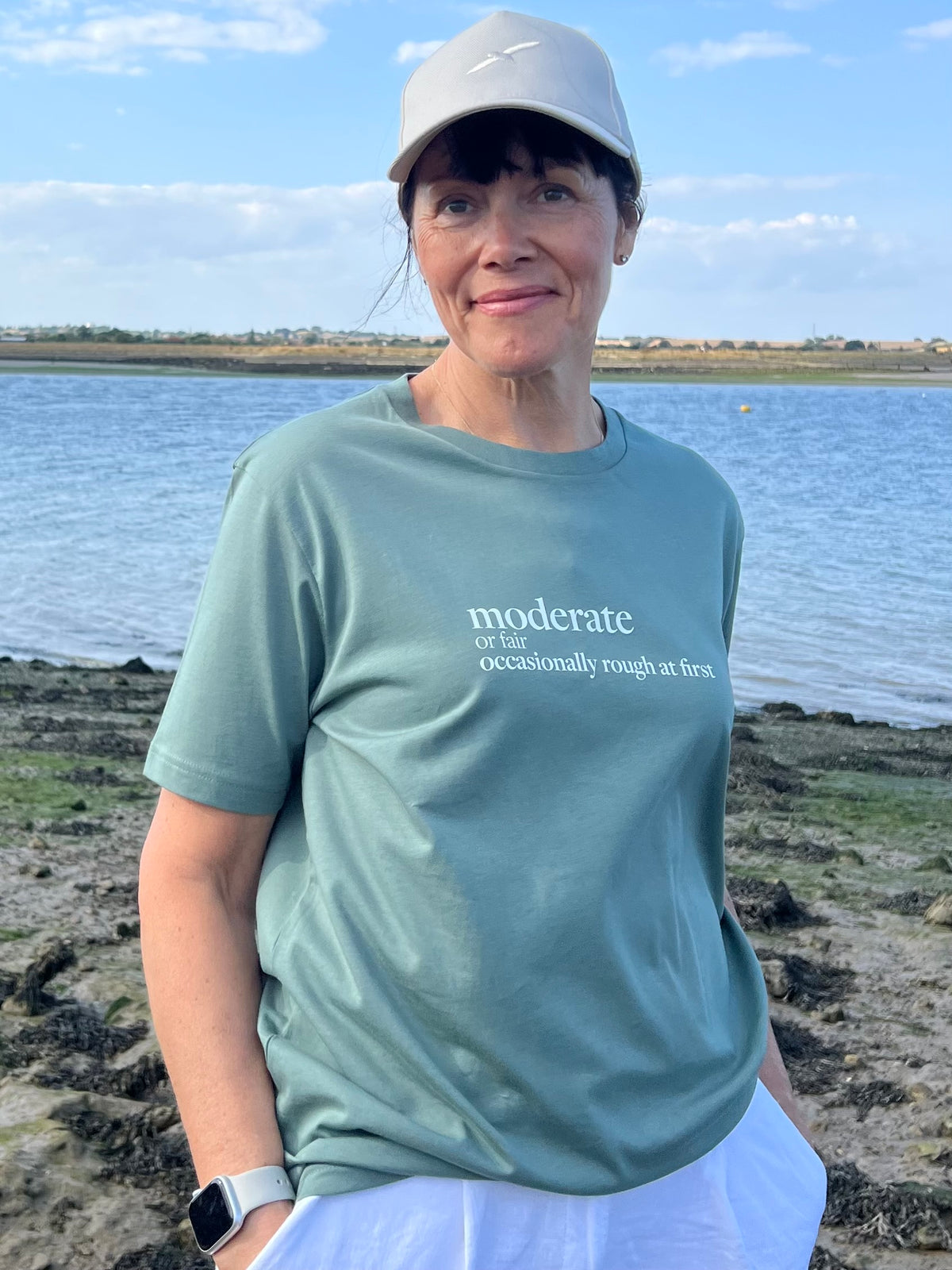 Moderate - Shipping Forecast Organic Cotton T-shirt Sea Glass