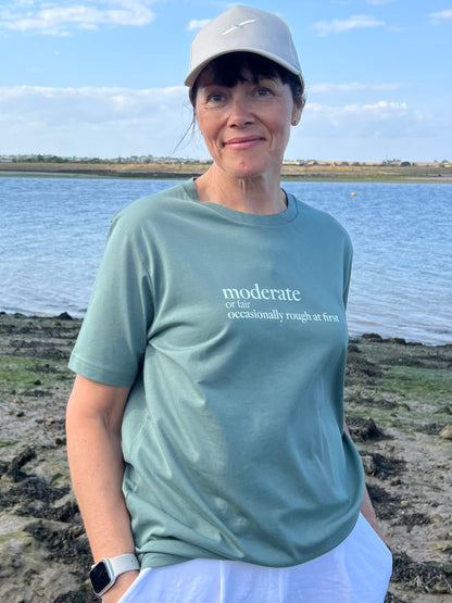 Moderate - Shipping Forecast Organic Cotton T-shirt Sea Glass