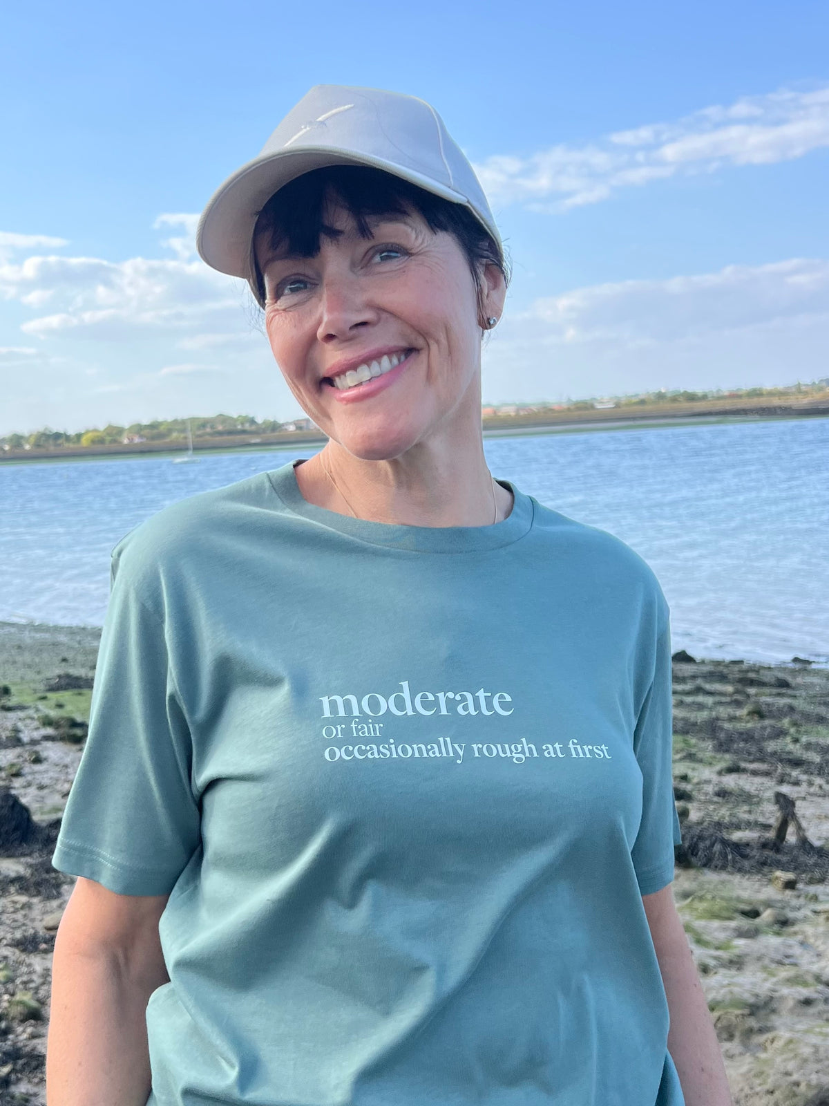 Moderate - Shipping Forecast Organic Cotton T-shirt Sea Glass