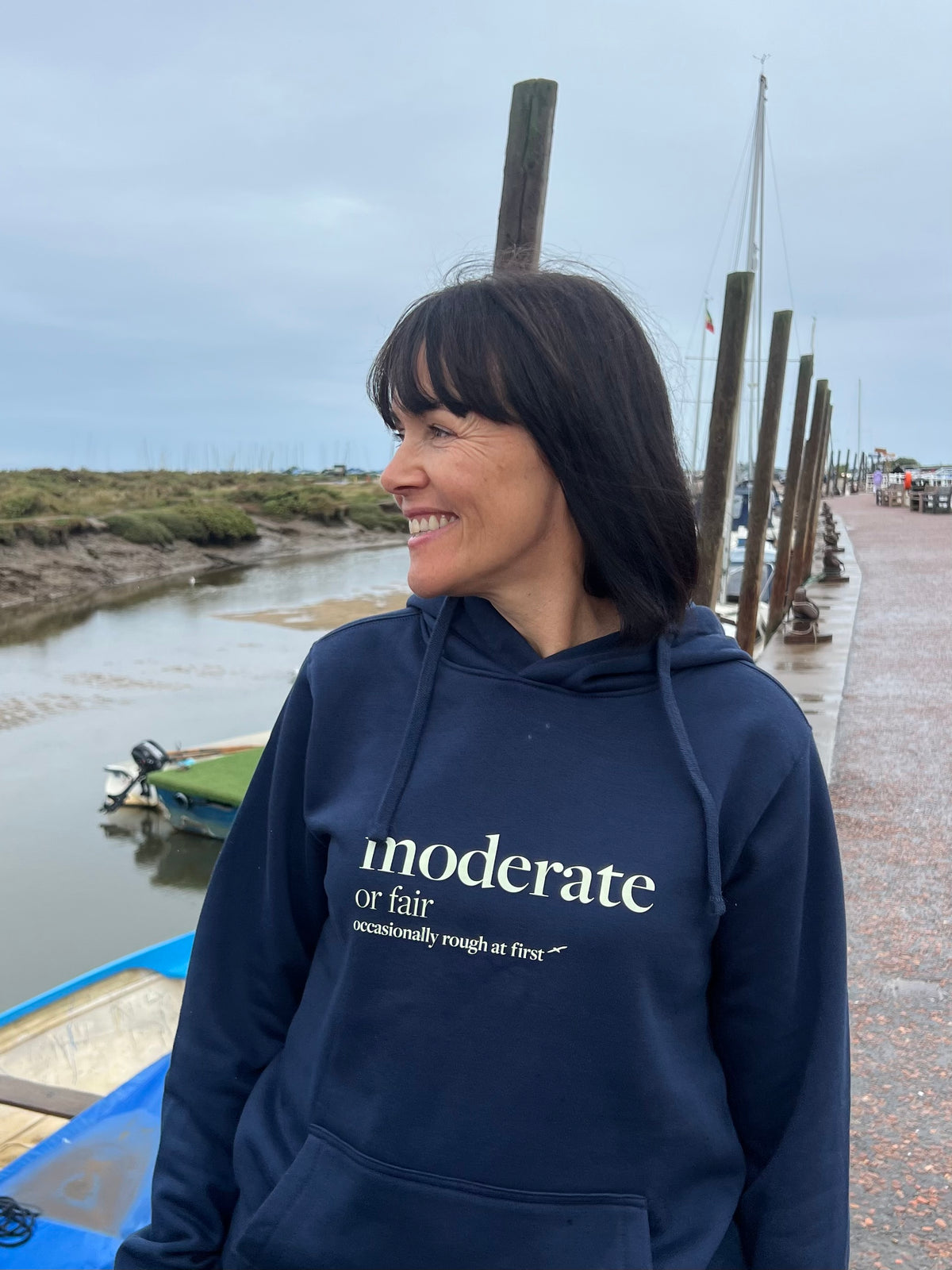 Moderate - Shipping Forecast Cotton Hoodie - Nautical Navy
