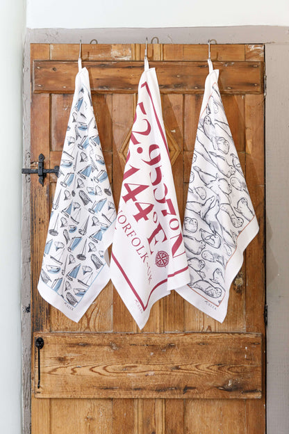 Longitude & Latitude Coastal Tea Towels Cotton