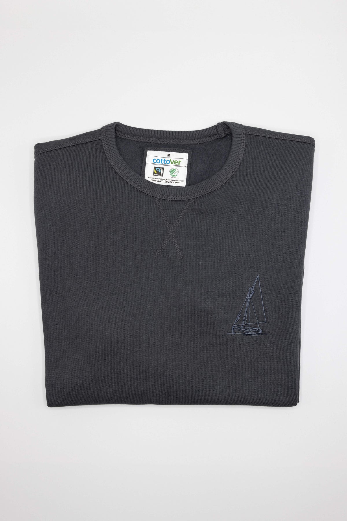 Organic cotton sailboat sweatshirt with embroidered design – Creek Lifestyle (Navy) 1