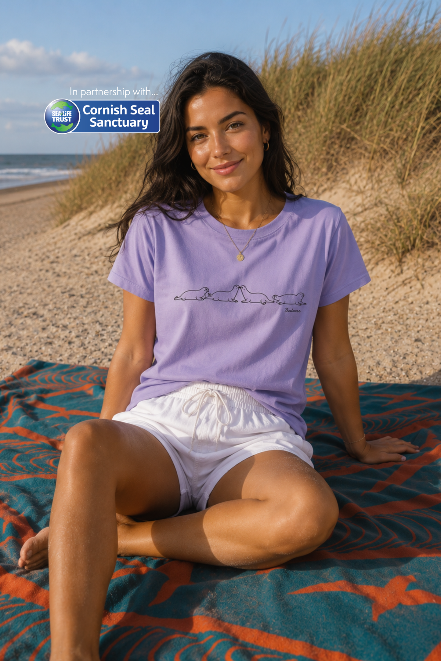 Inky Seals T-shirt Ladies Sea Lavender