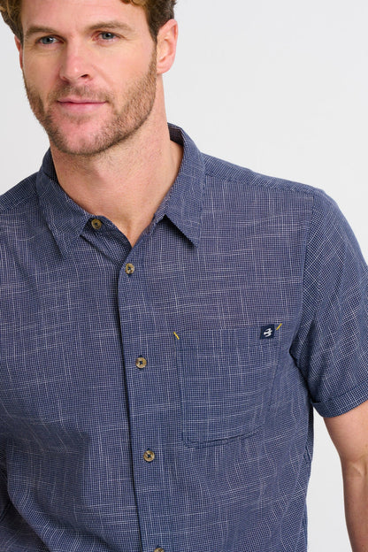 Brakeburn - Navy Slub Checked Shirt