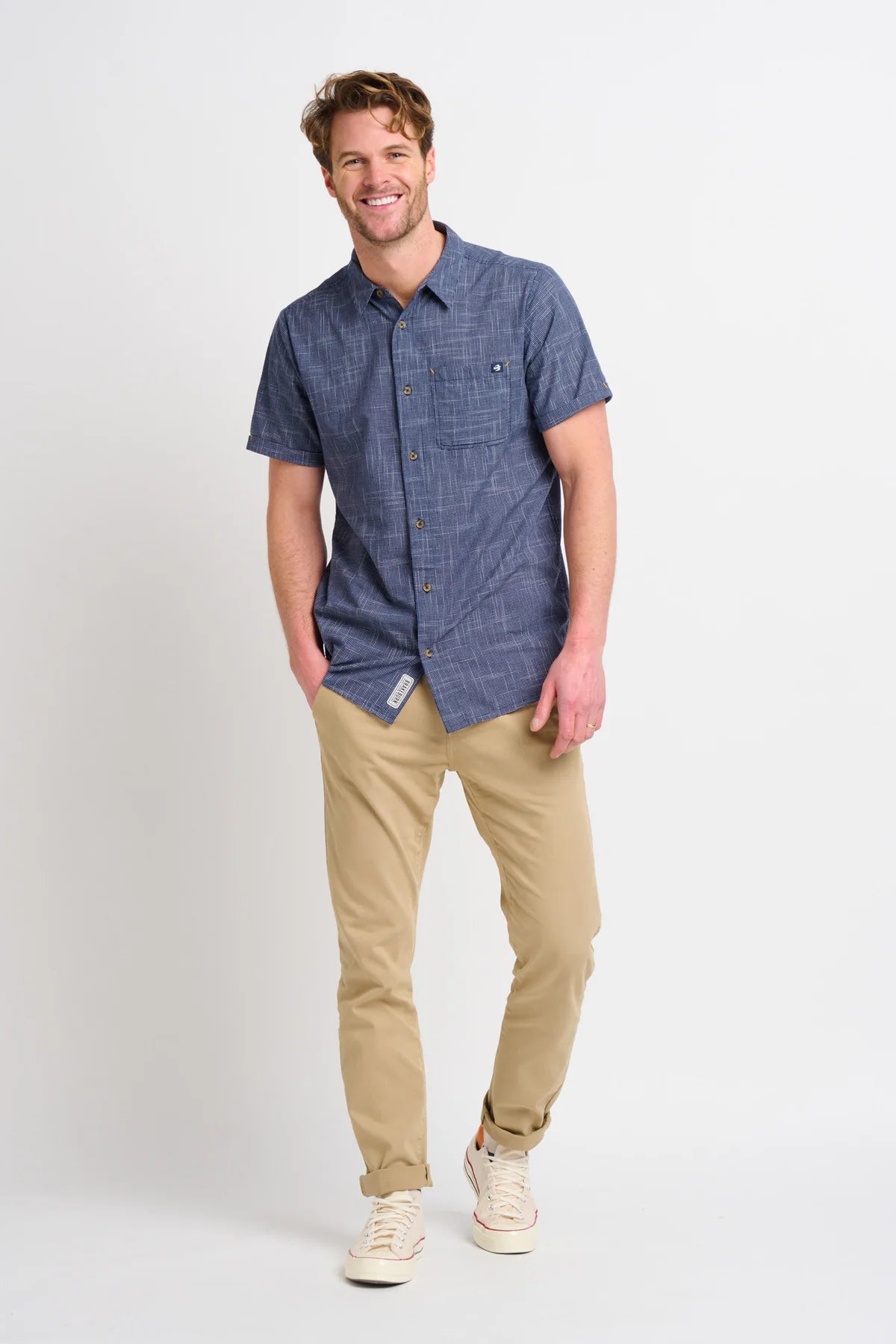 Brakeburn - Navy Slub Checked Shirt