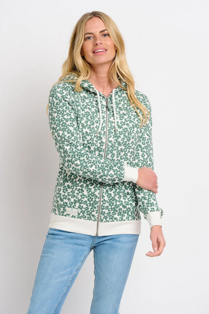 Leopard Floral Zip Through Hoodie